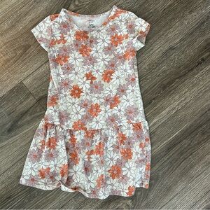Carters girls 6/6X drop waist floral print short sleeve dress